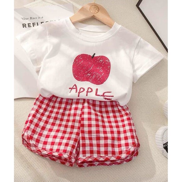 Super cure 4T Toddler Summer 2 pcs outfit t shirt and shorts apple - Picture 1 of 4